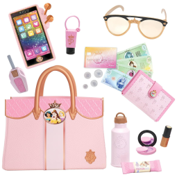 Conjunto de Bolsa, Cartiera e Celular de Brinquedo para Crianças de 3 Anos ou Mais, Disney Princesas