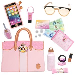 Conjunto de Bolsa, Cartiera e Celular de Brinquedo para Crianças de 3 Anos ou Mais, Disney Princesas
