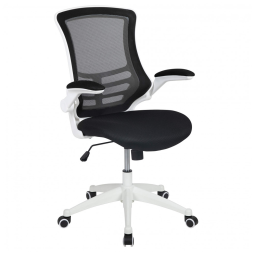 Cadeira de Escritório Ergonômica Giratória com Suporte Lombar e Altura Ajustáveis, Branca, FLASH FURNITURE BL X 5M WH BK GG, Branco