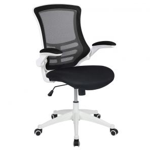 Cadeira de Escritório Ergonômica Giratória com Suporte Lombar e Altura Ajustáveis, Branca, FLASH FURNITURE BL X 5M WH BK GG, Branco