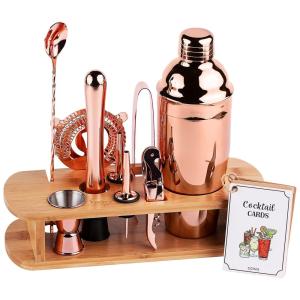 SOING Kit Bn Profissional 11 Peças em Alumínio com Suporte de Madeira, Cobre