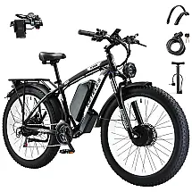 Bicicleta Elétrica KETELES Peak 4000W, Motor Duplo 2000W, Pneus 66 cm, Bateria 1104Wh, Freios Hidráulicos, Suspensão Total, até 56 km/h