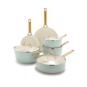Conjunto de Panelas e Frigideiras Antiaderentes com Revestimento de Cerâmica, 10 Peças, GREENPAN CC005356 001, Verde