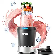 Liquidificador Portátil com Copo Easy Go de 700mL e 6 Lâminas de Aço Inoxidável, 110V 1200W, Topzee, Preto