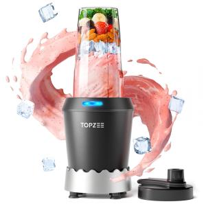 Liquidificador Portátil com Copo Easy Go de 700mL e 6 Lâminas de Aço Inoxidável, 110V 1200W, Topzee, Preto