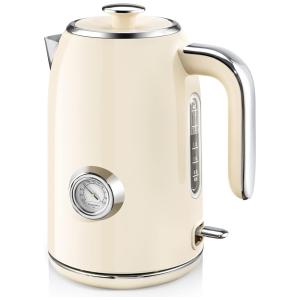 Chaleira Elétrica Retro 1,7 L com Desligamento Automático, 110V 1500W, SULIVES, Bege