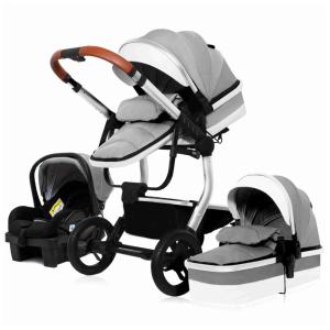 Carrinho de Bebê Dobrável 3 em 1 Travel System, Sunxueli, Cinza