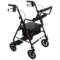Andador Adulto Idoso Roscoe Medical com Assento, Suporta até 113 Quilos, Vermelho Escuro