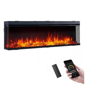Lareira Elétrica Inteligente Legend Flame 1,50m com Inserção Embutida, Visualização de 123 Ângulos, Aquecedor 750W/1500W, Múltiplas Cores de