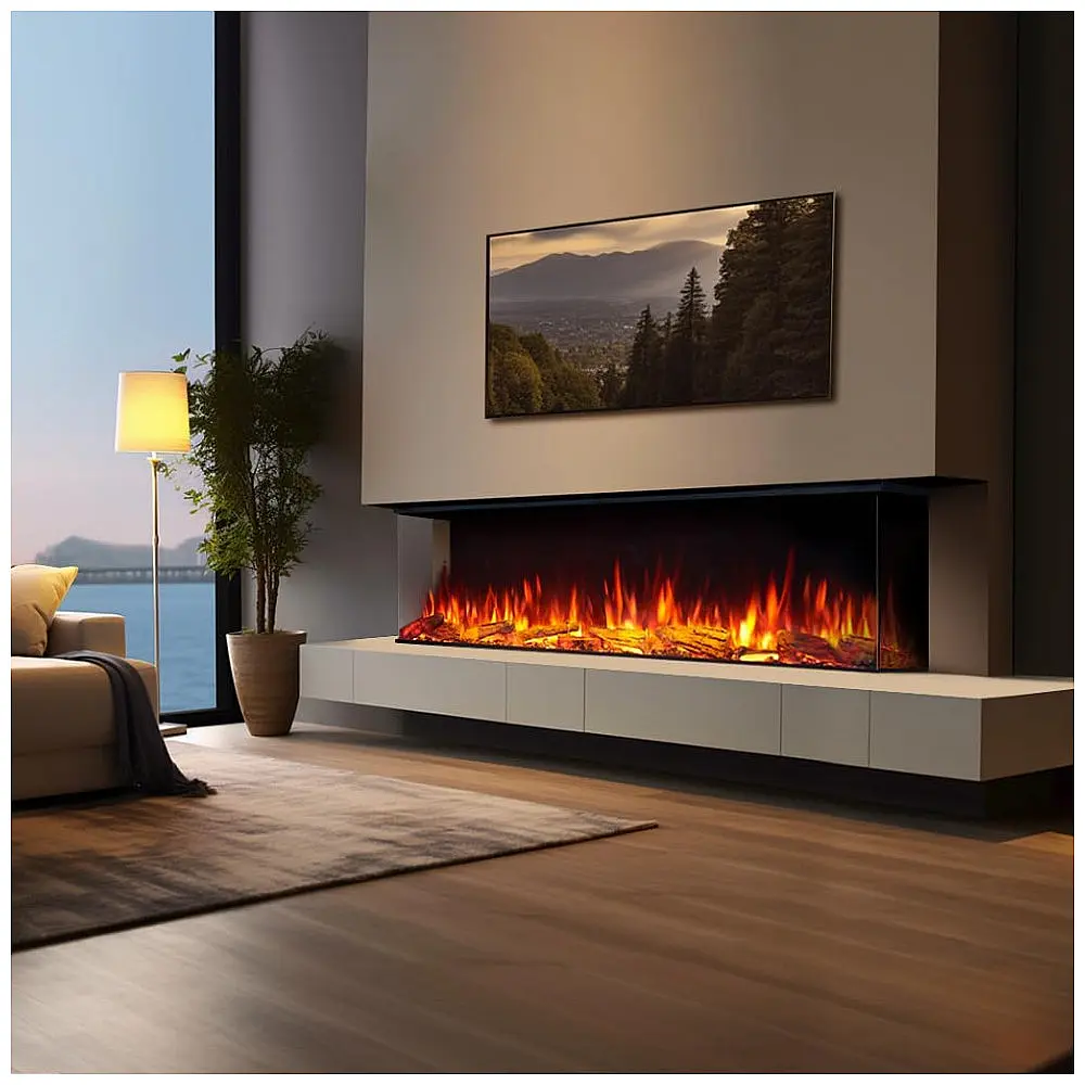 Lareira Elétrica Inteligente Legend Flame 1,50m com Inserção Embutida, Visualização de 123 Ângulos, Aquecedor 750W/1500W, Múltiplas Cores de — foto 2