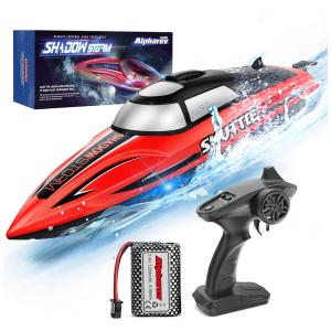 ALPHAREV Lancha de Controle Remoto p, Adultos Até 32 KM, H, Recarregável, Vermelho