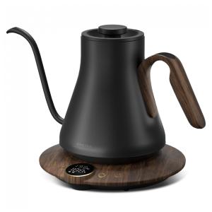 Chaleira Elétrica INTASTING Gooseneck, Controle de Temperatura, Aço Inoxidável, Aquecimento Rápido, 0.9L Preto Brilhante