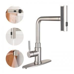 Torneira Cozinha Giratória 360 com Pulverizador de Três Funções, Aço Inoxidável, Deseegoal, Níquel Escovado