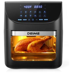 Fritadeira Elétrica AirFryer 12L com Painel Digital e Janela de Visualização, 110V 1700W, DEIME, Preta