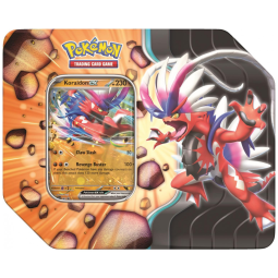 Lata Pokémon TCG Slashing Legends com Carta Promo Zacian ex ou Koraidon ex e 5 Boosters