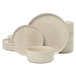 Conjunto de Jantar em Cerâmica Gibson Elite Solana Coast 12 Peças para 4 Pessoas - Branco Creme - Moderno e Elegante