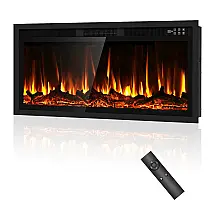 Lareira Elétrica Eueiriup 107x33cm 1500W LED 12 Cores Touch Embutir 110V