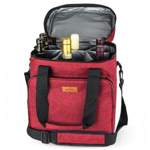 Bolsa Térmica Para Transporte de Vinhos Freshore até 6 Garrafas, Vermelha