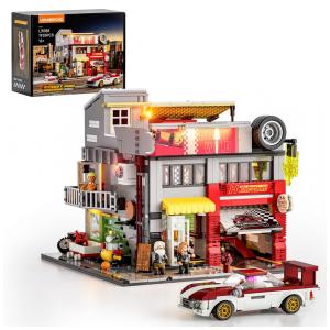 Lumibricks Street MOD Garage - Kit de Construção Modular com 1935 Peças e Iluminação LED para Amantes de Carros e Arquitetura