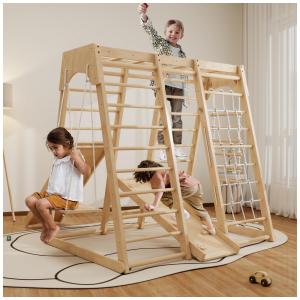 Playground Indoor LunaQuest: Jungle Gym Montessori para Crianças de 1 a 8 Anos - Conjunto 8 em 1 com Balanço, Escorregador