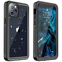 YESHON Capinha à Prova d'Água para iPhone 12 Pro Max com Vidro Temperado - Proteção Completa Preta