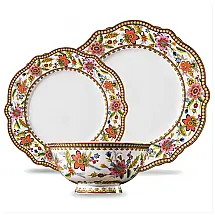 Aparelho de Jantar ACMLIFE Rosa Bone China 12 Peças Serviço para 4 Friso de Ouro 24K
