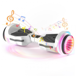 Hoverboard SIMATE com Luzes de LED Coloridas, Alto-falantes Bluetooth e App, Motores Duplos de 250W, Velocidade Máxima de 13,7 km/h