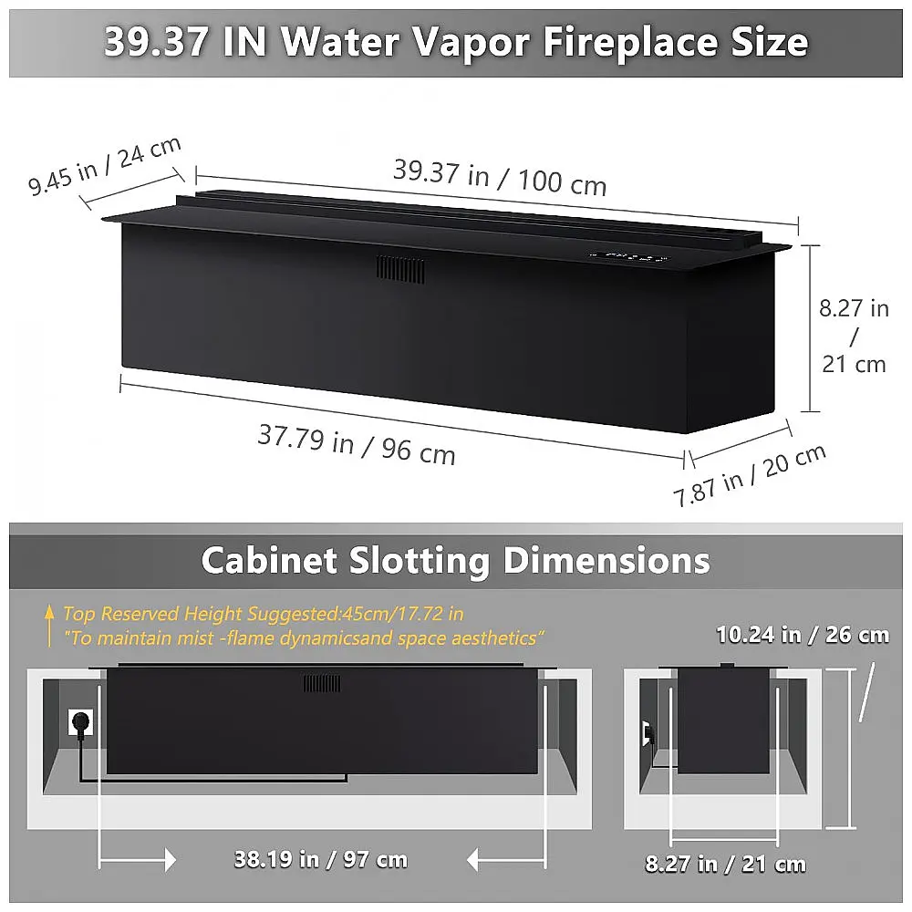 Lareira Elétrica a Vapor Mexhom Multicolor RGB Chama Atomizada Controle Remoto 100 cm Voltagem 110V-120V — foto 2