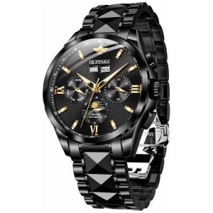 P Relógio Masculino Analógico Automático, OUPINKE Bao P 3201, Preto