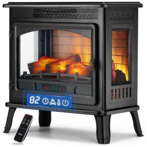 Lareira Elétrica com Controle Remoto e Chamas 3D Ajustável, 1500W, 110v, HEAO, Preto