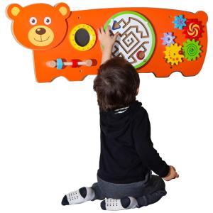 Painel Interativo com Atividades Divertidas Sensoriais para Crianças de 3 Anos ou Mais, D DAKIN, Urso