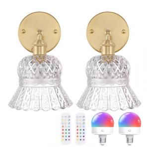 Arandela vintage sem fio Shenmoyl kit 2 peças vidro abacaxi transparente LED recarregável controle remoto