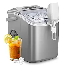 Máquina de Gelo até 11 kg em 24H Portátil, 110V, AGLUCKY R600a, Cinza