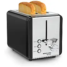 Whall Torradeira de 2 Fatias com 6 Níveis de Tostagem, Aço Inoxidável, 850W, 110V, Preta