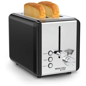 Whall Torradeira de 2 Fatias com 6 Níveis de Tostagem, Aço Inoxidável, 850W, 110V, Preta