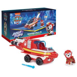 Veículo de Resgate Dolphin de Marshall com Uniforme Aqua Pups para Crianças Acima de 3 Anos, Patrulha Canina, Vermelho