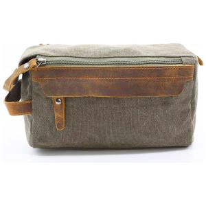 Rc Rockcow Necessaire Masculina Vintage de Couro com Forro à Prova dÁgua, Marrom