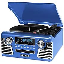 Retro Toca Discos 3 Velocidades e Gravador etooth, VICTROLA V50 200 Blu, Azul