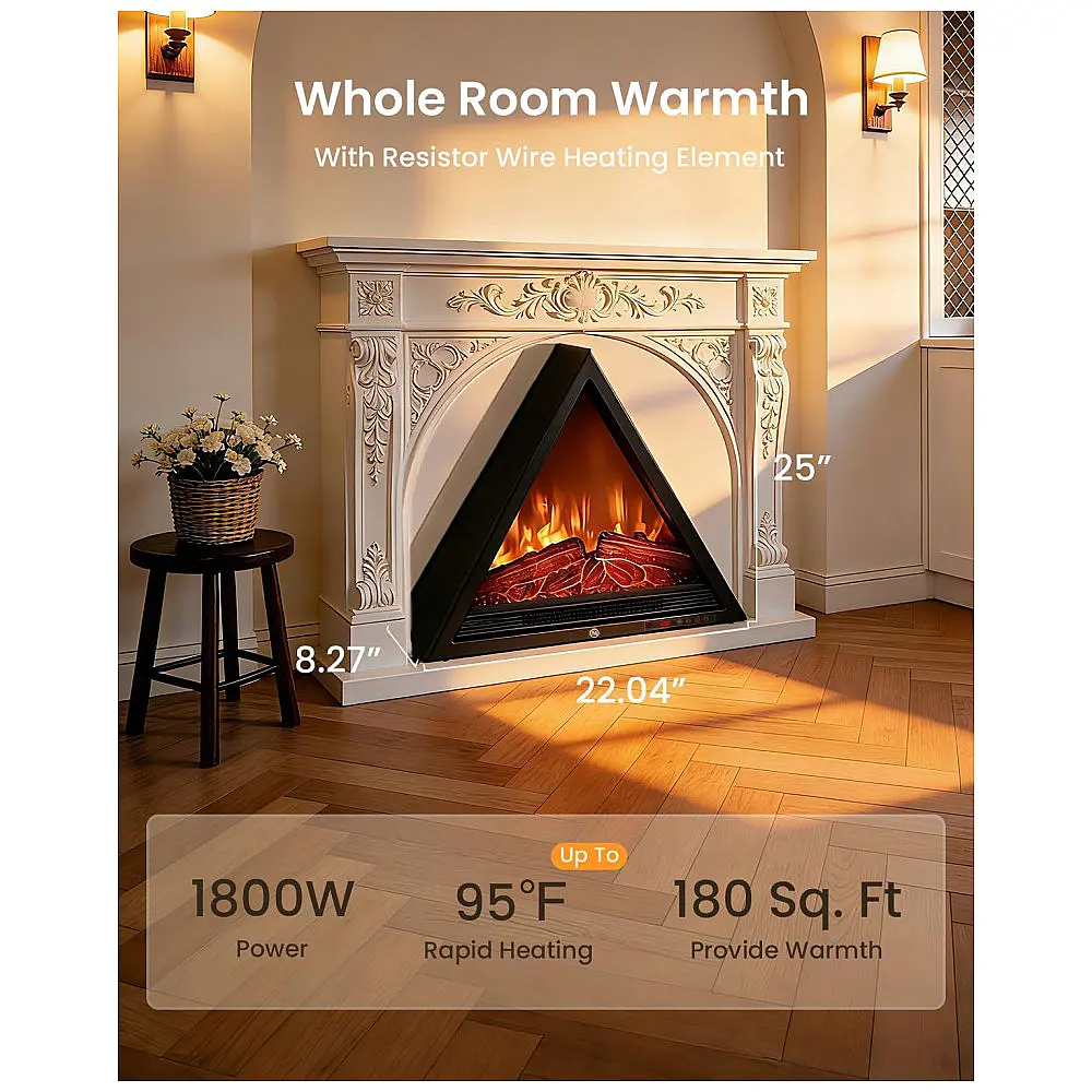 Lareira Elétrica AIRMATE 64x20x56cm 1500W Triangular Chamas Multicolor 110V — foto 2