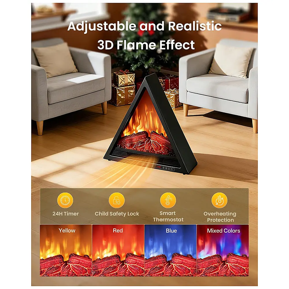 Lareira Elétrica AIRMATE 64x20x56cm 1500W Triangular Chamas Multicolor 110V — foto 3
