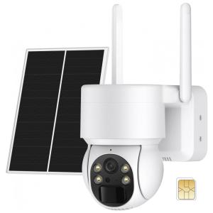 Câmera de Segurança Solar para Celular com Cartão SIM WIFI 4G 2K, SEHMUA, Branca