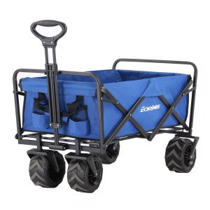 Carrinho Dobrável para Camping e Jardim com Rodas para todos os Terrenos, Capacidade 160kg, EchoSmile, Azul