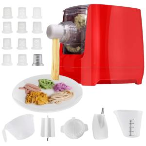 Máquina de Macarrão Elétrica com 12 Cortadores, 110v, ARCWARES, Vermelho
