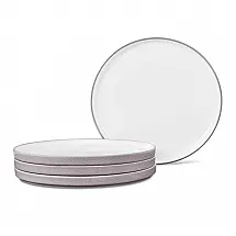 Conjunto de Pratos para Salada e Sobremesa com 4 Peças, Formato Redondo, Material de Porcelana e Designer Minimalista, Noritake G009-404D