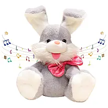 Coelho de Pelúcia de 30 cm Coleção Páscoa com Músicas para as Crianças, Humor-Ted, Cinza