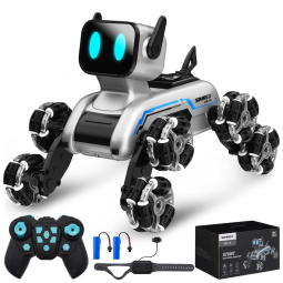 Carrinho robô cachorro SIMREX 8 rodas com rodas mecanum LED e controle por gestos TOY2503