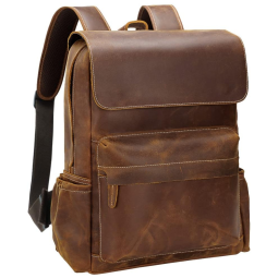 TIDING Mochila Vintage de Couro Integral para Laptop Unissex