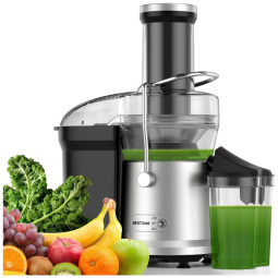 Espremedor de Frutas Bestome 1200W com Abertura de 7,6cm para Frutas Inteiras, Centrífuga com Motor de Cobre, Alta Eficiência.