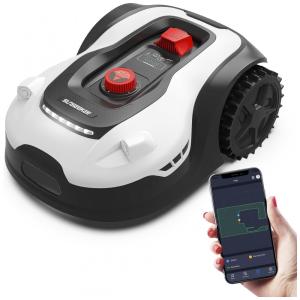 Robô Cortador de Grama Sem Fio, até 1200m2 com Controle por APP e Mapeamento Inteligente, SUNSEEKER, 110V, Branco e Preto