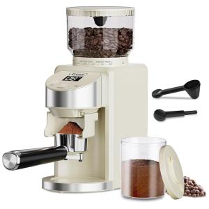 Moedor de Café Elétrico Ajustável com 35 Configurações de Moagem, 110V 200W, Gevi, Bege